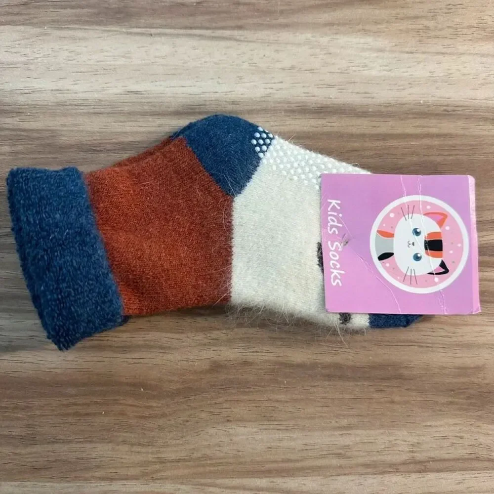 Kids Wool Blend Winter Socks Non Slip Gripper Toddler Little Kid Warm New